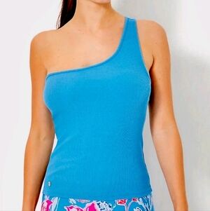 Lilly Pulitzer Blue One-Shoulder Top